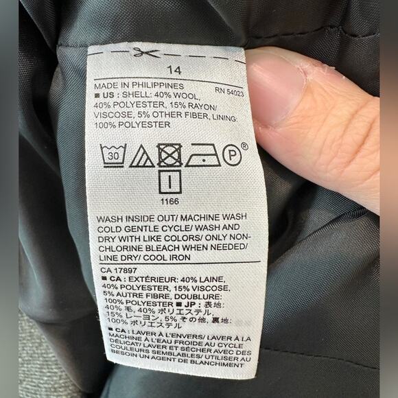 BANANA REPUBLIC | Gray Tweed Wool Blend Military Jacket | Size 14 - Picture 6 of 6